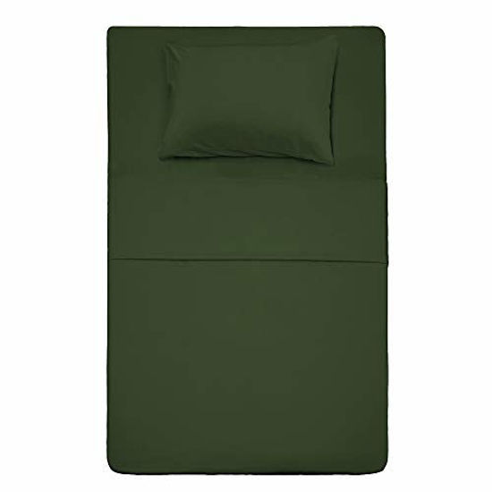 Picture of Best Season 3 Piece Bed Sheet Set (Twin Size Olive Green) 1 Flat Sheet,1 Fitted Sheet and 1 Pillow Cases,100% Brushed Microfiber 1800 Luxury Bedding,Deep Pockets,Extra Soft & Fade Resistant
