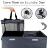 Picture of HOUSE AGAIN Double Laundry Hamper with Lid and Removable Laundry Bags - 2 Sections Whole-Body Detach & Washable Hamper, Easily Transport Large Laundry Basket, Odors & Moisture Proof (Dark Grey)