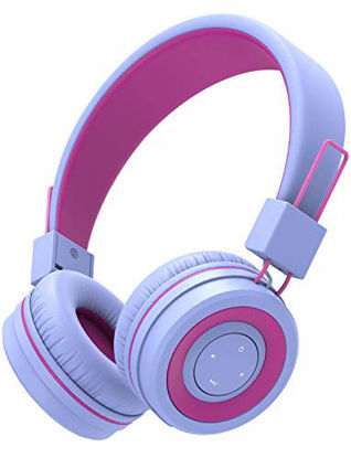 Picture of iClever BTH02 Kids Headphones, Kids Wireless Headphones with MIC, 22H Playtime, Bluetooth 5.0 & Stereo Sound, Foldable, Adjustable Headband, Childrens Headphones for iPad Tablet Home School, Purple