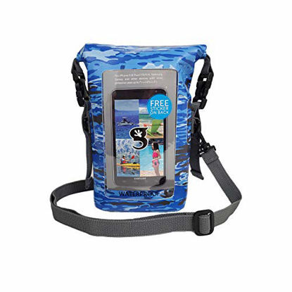 Picture of geckobrands Waterproof Phone Tote - Outdoor Phone Pouch & Dry Bag - Fits Most iPhone and Samsung Galaxy Models, Ocean geckoflage