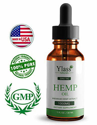 Picture of (2 Pack) Hemp Oil for Pain Relief - 1000mg Natural Organic Hemp Seed Full Spectrum Extract - Stress Relief, Anti Anxiety, Sleep Supplements - Herbal Drops - Rich in MCT Fatty Acids (2PACK-1000MG)