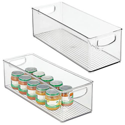 Picture of mDesign Plastic Baby Nursery and Food Organizer - Storage Holder Bin with Handles for Closet, Cupboard, Cabinet, Drawers, Shelves - Holds Canned Food, Bottles, Formula, and Milk - 2 Pack - Clear