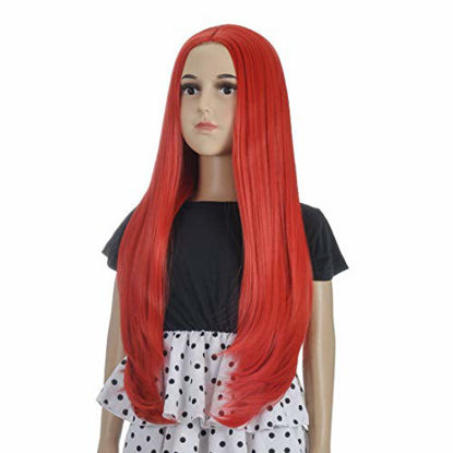 Picture of Morticia Long Straight Middle Parting Girls and Kids Halloween Costume Pretend Play Wig (Red)