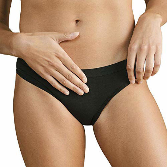 Picture of Cora Period Underwear for Women | Bikini Style, Powerfully Absorbent, Leak Proof Menstrual Panties | Ultra-Soft, Comfortable, Breathable Cotton | Black (XXLarge, 1 Pack)