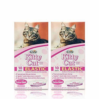 Picture of Alfapet Kitty Cat Pan Disposable, Elastic Liners- 10-Pack-For Large, X-Large, Giant, Extra-Giant Size Litter Boxes- With Sta-Put Technology for Firm, Easy Fit- Quick + Clever Waste Cleaners, Pack of 2