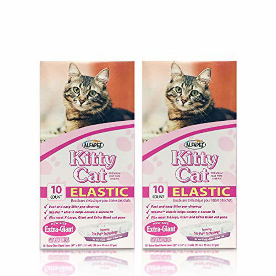10 count Pack of 4 Alfapet Kitty Cat Elastic Cat Pan Liners 