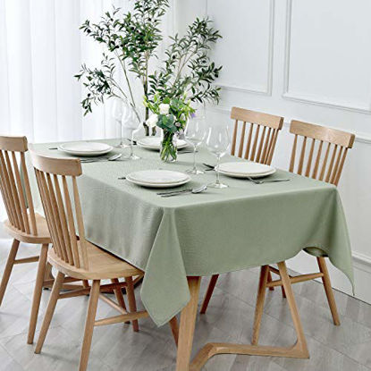 Picture of maxmill Jacquard Tablecloth Stain Resistant Waterproof Wrinkle Resistant Spillproof Washable Soft Textured Table Cloth for Dining Room, Indoor and Outdoor Use, Rectangle 60 x 140 Inch, Sage Green