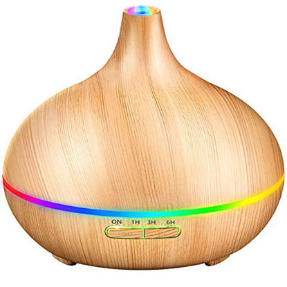 Picture of 500ml Essential Oil Diffuser, Aromatherapy Diffusers for Essential Oils with 7 Colors LED Light, 22dB Ultra-Quiet, Aroma Diffuser with 4 Timers, Auto-Off for Home, Bedroom