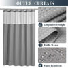 Picture of Extra Long Waffle Weave Shower Curtain with Snap-in Fabric Liner Set, 12 Hooks Included - 71" x 84", Hotel Style, Mesh Top Window, Machine Washable & Water-Repellent - 71x84, Gray
