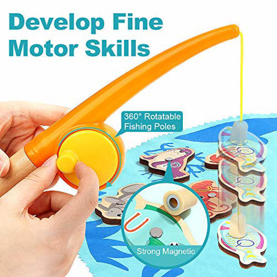 GetUSCart- TOP BRIGHT Montessori Toddler Fishing Game - Kids Wooden ...