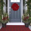 Picture of LEEVAN Cotton Buffalo Plaid Rugs 24"x 51" Checkered Gingham Christmas Rug Washable Woven Outdoor Porch Welcome Doormat for Layered Kitchen Farmhouse Bathroom Entryway Throw Carpet, Black and Red