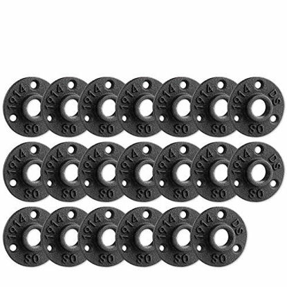 Picture of 3/4" Floor Flange, Home TZH Malleable iron Pipe Fittings for Industrial vintage style, Flanges with Threaded Hole for DIY Project /Furniture/ Shelving Decoration (20 Pack)