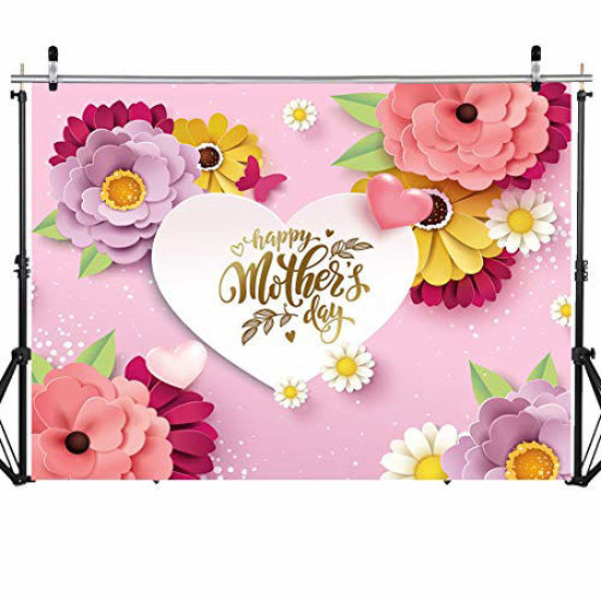 SJOLOON Mother's Day Backdrop Mom Background Red Rose Flowers Backdrop
