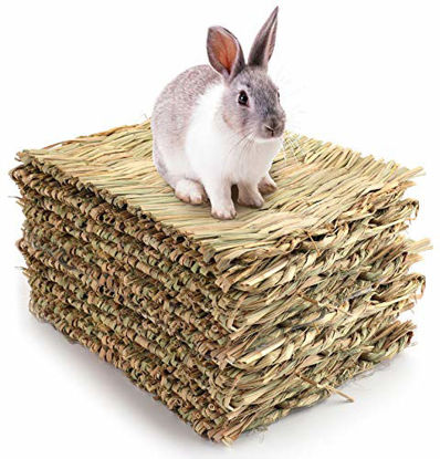 Picture of Yesland 12 Pack Woven Bed Mat for Rabbits - Grass Mat & Bunny Bedding Nest - Rabbit Bed and Natural Chew Toy Bed for Guinea Pig Chinchilla Squirrel Hamster Cat Dog and Small Animal