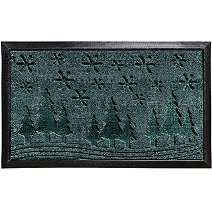 Picture of Gorilla Grip Durable Natural Rubber Door Mat, Waterproof, Low Profile, Heavy Duty Welcome Doormat for Indoor and Outdoor, Easy Clean, Rug Mats for Entry, Patio, Busy Areas, 17x29, Evergreen Snowscape