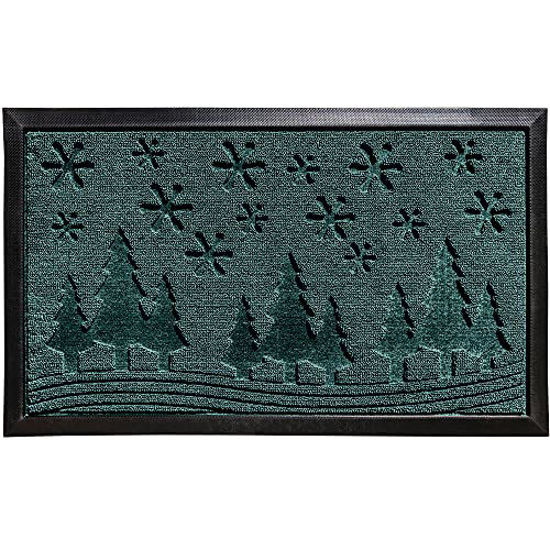 Picture of Gorilla Grip Durable Natural Rubber Door Mat, Waterproof, Low Profile, Heavy Duty Welcome Doormat for Indoor and Outdoor, Easy Clean, Rug Mats for Entry, Patio, Busy Areas, 17x29, Evergreen Snowscape