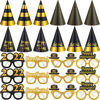 Picture of 24 Pieces New Years Eve Party Supplies 2022 New Years 2022 Glasses 2022 Black and Gold Party Hats for Happy New Year Gift New Year's Eve Party New Years Eve Accessories