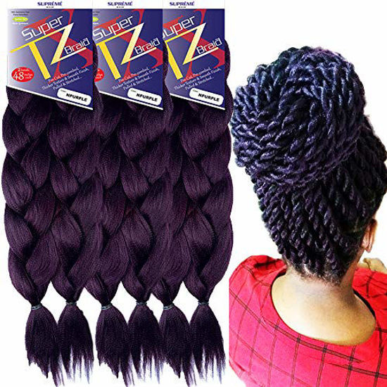 GetUSCart- Pre-Stretched Braiding Hair Extensions - 48 Inch Long Unfolded -  6 Bundles Total - Xpression 100% Kanekalon Hair Extensions - TZ Braid Hair  Extensions - Pre-Cut and Pre-Combed Synthetic Hair (NPURPLE)