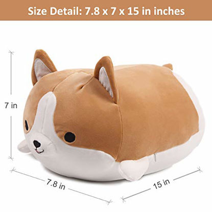 Picture of ARELUX Shiba Inu Dog Plush Pillow,Stuffed Animal Dog Doll Toy,Cute Corgi Puppy Throw Pillow for Kids Birthday, Valentine, Christmas