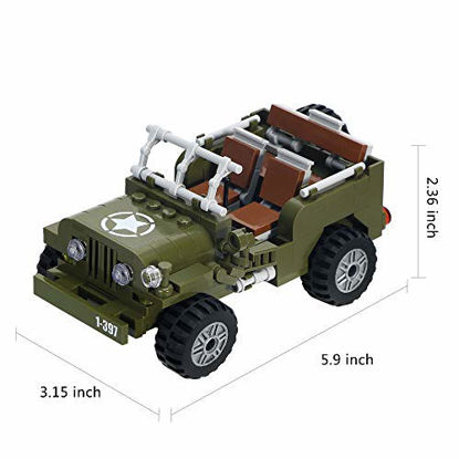 Picture of Military Vehicle Building Sets Army Truck Building Kit WW2 Willys Car Model Building Toys for Kids Aged 6-12 (272 pcs)