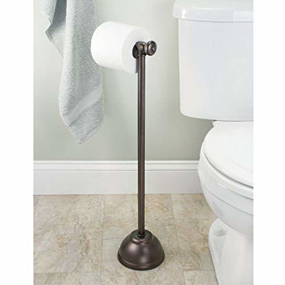 Picture of mDesign Decorative Metal Toilet Paper Holder Stand and Dispenser for Bathroom and Powder Room - Holds Mega Rolls - Bronze