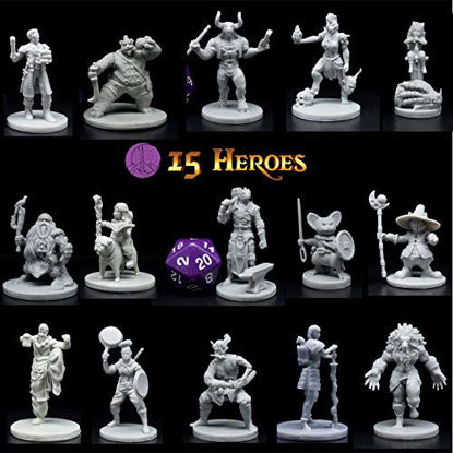 Picture of 15 Character & NPC Miniatures for DND 28mm I for D&D Miniatures & Dungeon and Dragons Minis for D and D Tabletop RPG | Campaign Setting