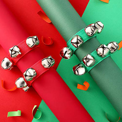 Picture of 6 Pieces Christmas Band Wrist Bells Bracelets Jingle Musical Ankle Bells Instrument Percussion Rhythm for Christmas Party Favors Festival Accessories (Red and Green)