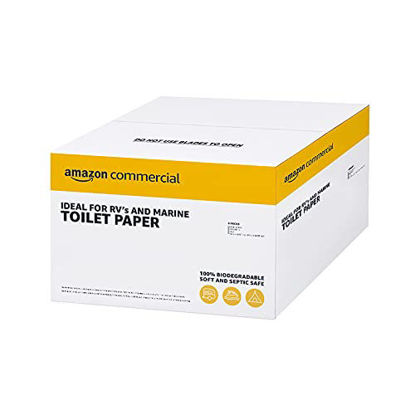 Picture of AmazonCommercial 2-Ply White Quick Dispensing Toilet Paper for RV's & Marine, Waste-Tank Compatible, 300 Sheets per Roll - 24 Rolls