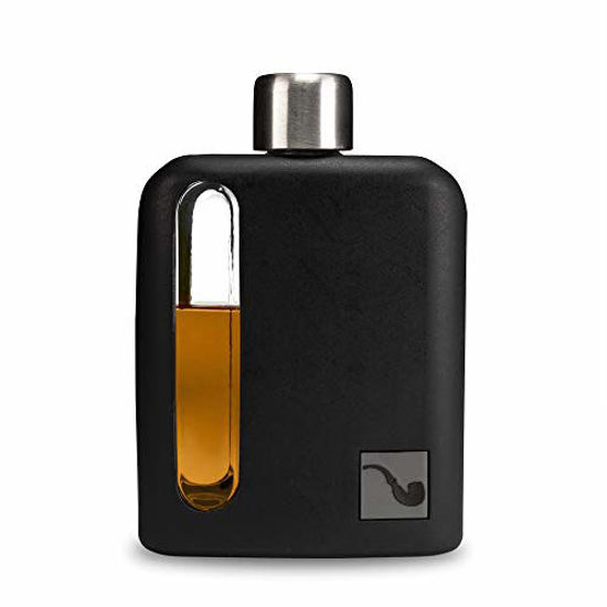 Picture of Modern Glass Hip Flask for Whiskey and Spirits (Single Shot 100ml, Silicone Black)
