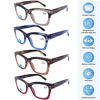 Picture of 4 Pairs Reading Glasses, Blue Light Blocking Computer Reading Glasses for Women and Men, Fashion Rectangle Oversized Frame Readers, 1.75