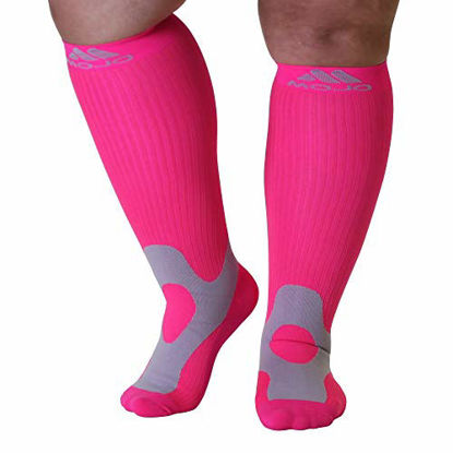 Picture of 2XL Mojo Compression Socks 20-30mmHg Full Calf Compression Stockings Hot Pink Size XXL