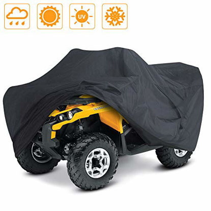 Picture of LotFancy ATV Cover Waterproof, 300D Heavy Duty Black Quad Cover L 86" x 39" x 47", All Weather 4 Wheeler Cover Fit for Kawasaki Polaris Suzuki
