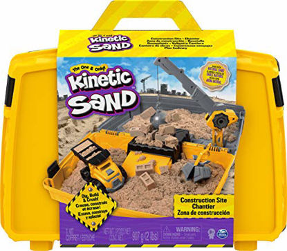 Picture of Kinetic Sand, Construction Site Folding Sandbox Playset with Vehicle and 2lbs, for Kids Aged 3 and up