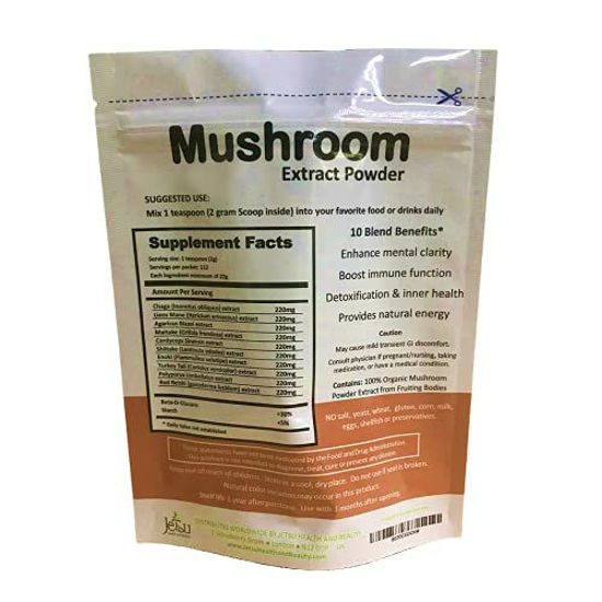 GetUSCart- Mushroom Extract Powder - Powerful 10 Blend, Organic Lions Mane,  Cordyceps, Reishi, Shiitake, Turkey Tail Mushrooms Nootropic Brain  Supplement for Energy, Calm, Focus & Immune System Booster