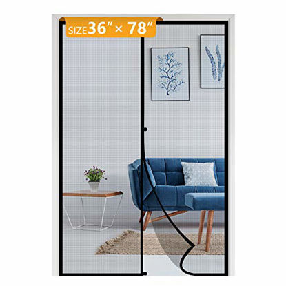 Picture of Yotache Magnetic Screen Door Fits Door Size 36 x 78, Reinforced Fiberglass Mosquito Net Curtain with Magnets Fit Doors Size Up to 36"W x 78"H Max
