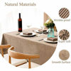 Picture of Mebakuk Rectangle Table Cloth Linen Farmhouse Tablecloth Waterproof Anti-Shrink Soft and Wrinkle Resistant Decorative Fabric Table Cover for Kitchen (Oblong 60 x 144 Inch (12-14 Seats), Flaxen)