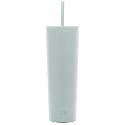 Picture of Simple Modern Classic Insulated Tumbler with Straw and Flip Lid - Stainless Steel Water Bottle Iced Coffee Travel Mug Cup, 28oz (830ml), Sea Glass Sage