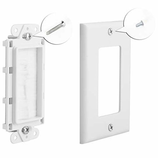 GetUSCart Single Brush Wall Plate(White/10Pack),Cable Pass Through