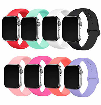 Picture of 8 Pack Watch Band for 38mm 40mm 42mm 44mm Watch,Soft Sport Bands Replacement for Watch Series/6/5/4/3/2/1 Women Men (Multicolor 1, 42mm/44mm S/M)