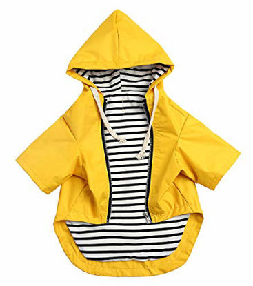 Picture of Morezi Dog Zip Up Dog Raincoat with Hood, Rain/Water Resistant, Adjustable Drawstring, Pocket Design, Stylish Premium Dog Raincoats - Size XS to XXL Available - Yellow - S