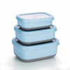 Picture of Lille Home Premium Stainless Steel Food Containers/Bento Lunch Box With Anti-Slip Exterior, Set of 3, 470ML, 900ML,1.4L, Leakproof, BPA Free, Portion Control, Blue