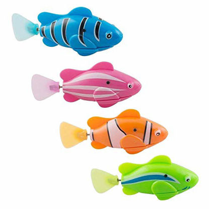 Picture of XYKTGH 4 Pack Swimming Robot Fish Electric Turbot Clownfish Water-Activated Bathtub Toys for Toddlers,Boys and Girls(Random Color)