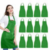 Picture of 12 Pack Bib Apron - Unisex Green Apron Bulk with 2 Roomy Pockets Machine Washable for Kitchen Crafting BBQ Drawing