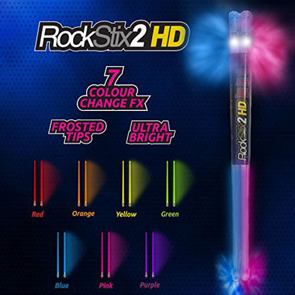 Picture of ?Pair of ROCKSTIX 2 HD: BRIGHT LIGHT UP MULTI COLOR CHANGE LED DRUMSTICKS, 7 Amazing Color effects, Set your gig on fire!