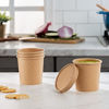 Picture of 16 oz. Paper Food Containers With Vented Lids, To Go Hot Soup Bowls, Disposable Ice Cream Cups, Kraft - 50 Sets