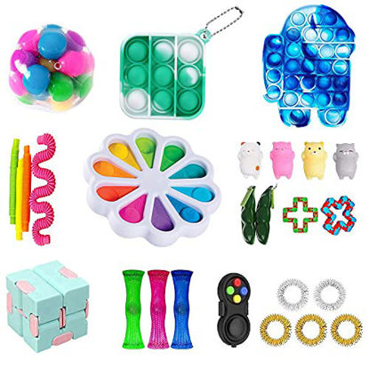 Picture of ANGELGGH Sensory Fidget Toys Pack, Stress Relief and Anti- Anxiety/Autism Push Pop Bubble Fidget Toy Sets for Adults Kids ADHD ADD OCD Autistic Children (Set A)