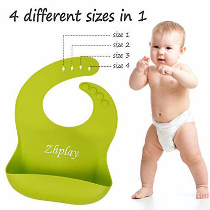 Picture of 7 Piece Baby Feeding Set,2 Silicone Baby Bibs,2 Strong Suction Bowl&2 Soft Spoon Set,1 Divided Plate Suction Bowl,Food Grade Silicone,Safe and Clean,Best Gift for Baby
