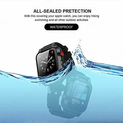 Picture of Apple Watch Waterproof Case for 44mm Apple Watch Series 6/5/4/SE, EFFUN IP68 Waterproof Shockproof Impact Resistant Apple Watch Case Rugged iWatch Case Black