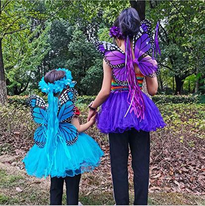 Picture of Monarch Butterfly Wings Toddler Girls Fairy Wings Wand Halloween Wings Costume Dress Up Kids Party Favor Pack