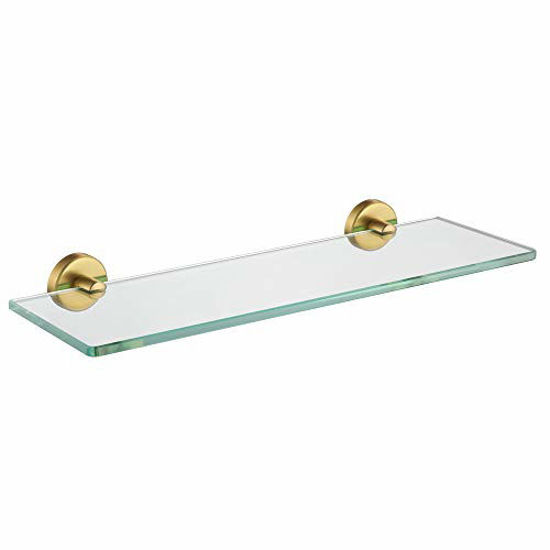 GetUSCart JQK Bathroom Glass Shelf Gold, Tempered Glass Shower Storage